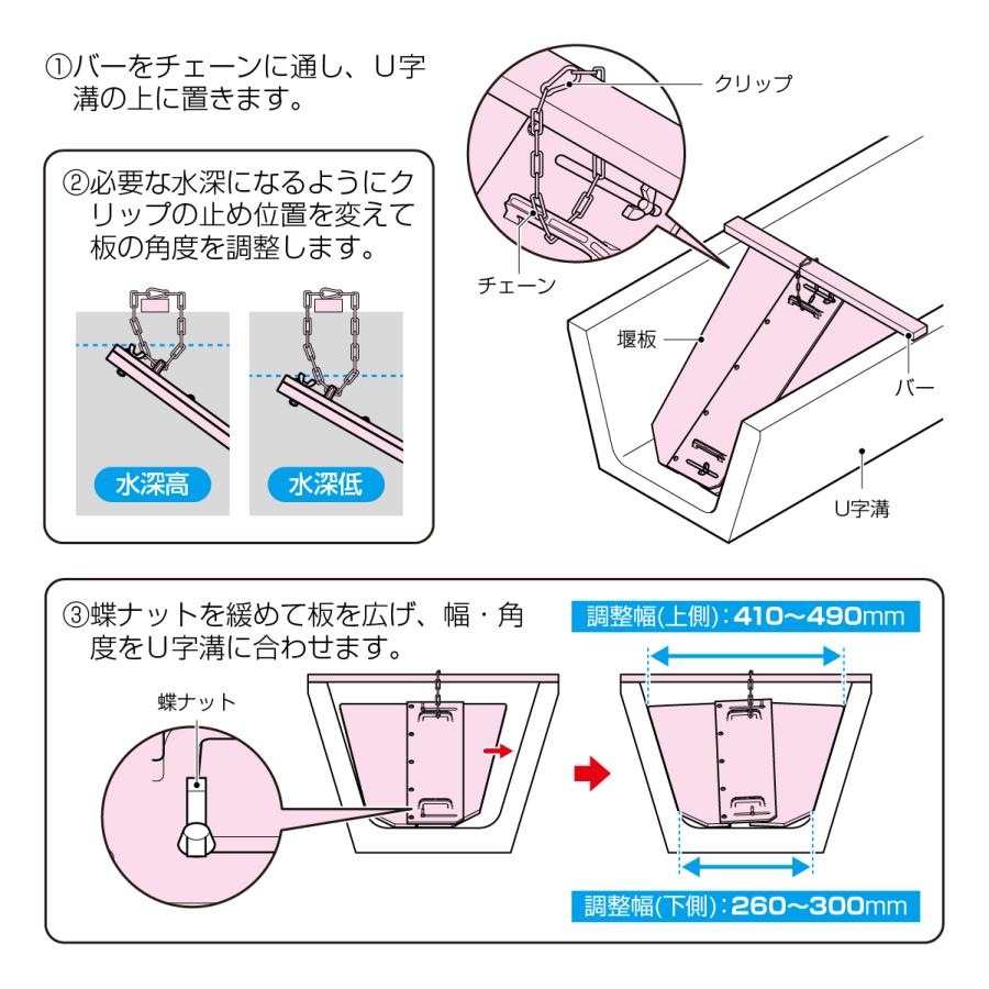 水路調整堰板　水田　田んぼ　U字溝　水深　調整 |  | 02
