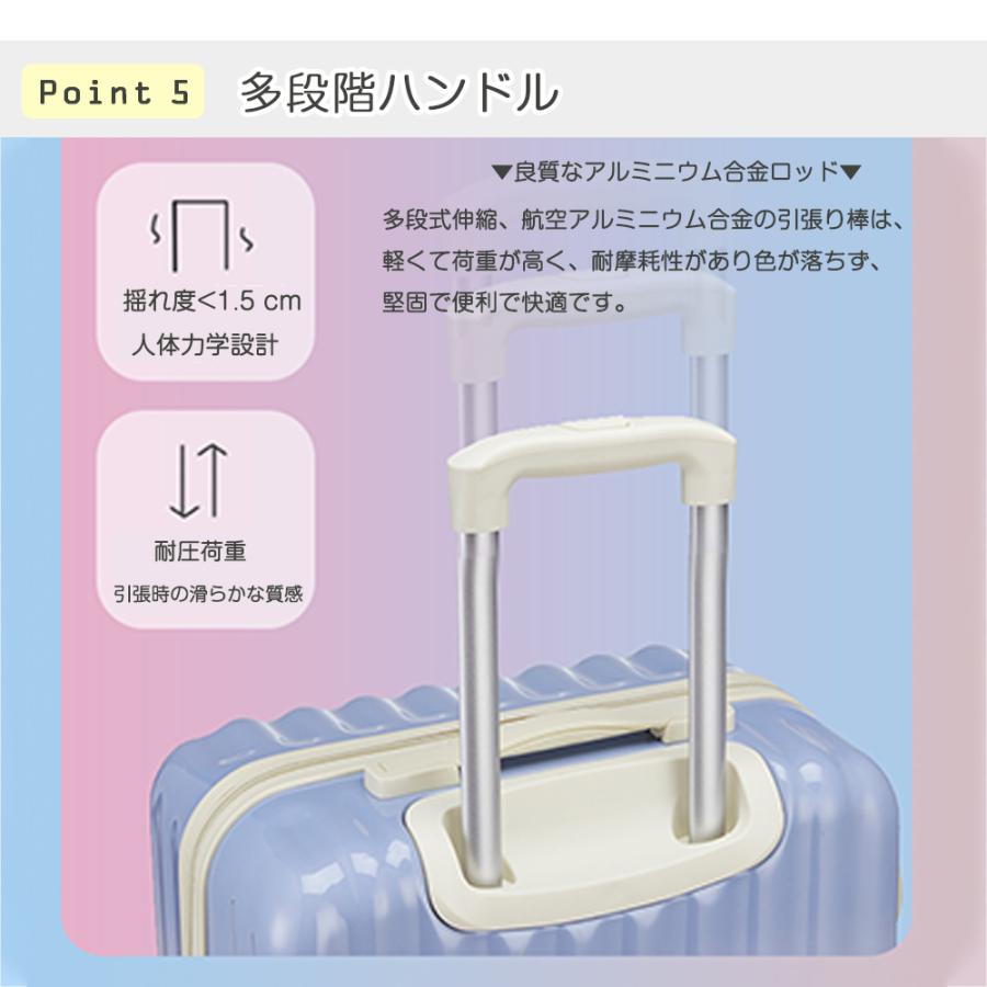 スーツケース 機内持ち込み sサイズ mサイズ 2泊3日 軽量 小型 TSAローク搭載 静音 サイズ一覧 40L 65L ソフト m s ins人気 かわいい おしゃれ 旅行 耐衝撃｜mirai2023｜06