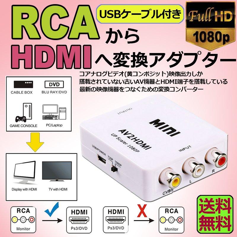 AV to HDMI 変換 コンバーター 端子 RCA 1080p コネクタ アナログ
