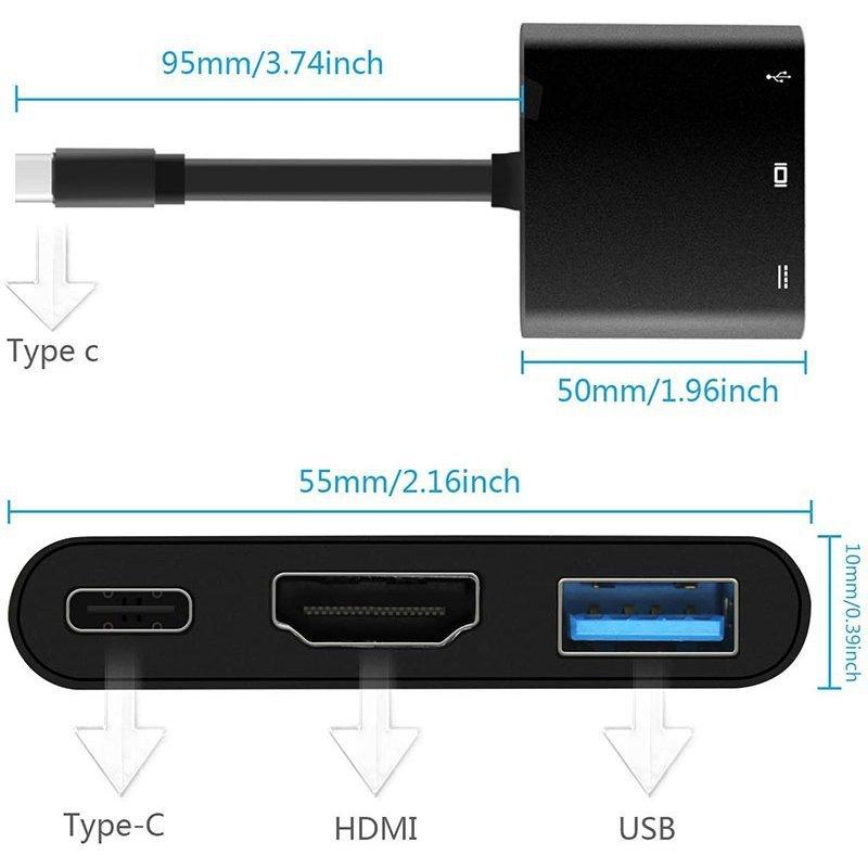 ★95個セット新品★HDMI 3-in-1変換アダプター 接続用変換器★送料無料 Type C Switch HDMI 出力 3in1 ドック スイッチ to HDMI変換アダプター