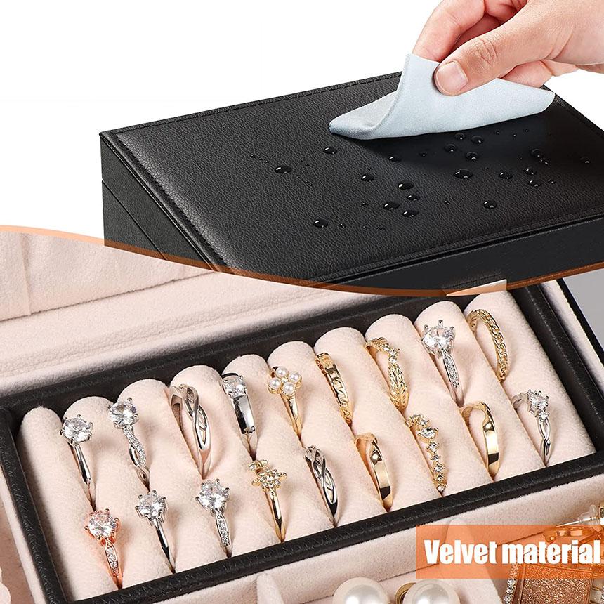 ジュエリーボックス 大容量 アクセサリー収納ケース 2段 ブラック