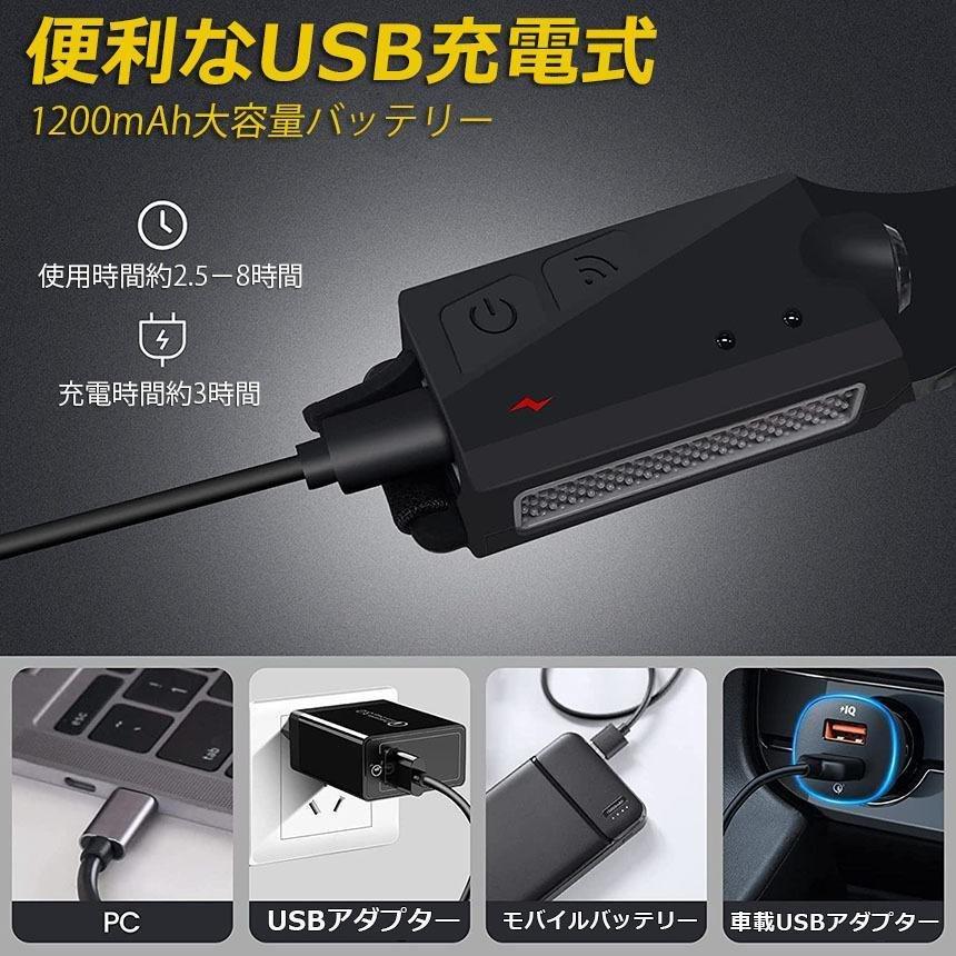 ヘッドライト 充電式 USB 反射ストラップ LEDデュアル光源 ヘッドランプ 5種点灯モード 高輝度 ヘッドライト 夜釣り 登山 作業灯 懐中電灯 防災｜mirai22｜08