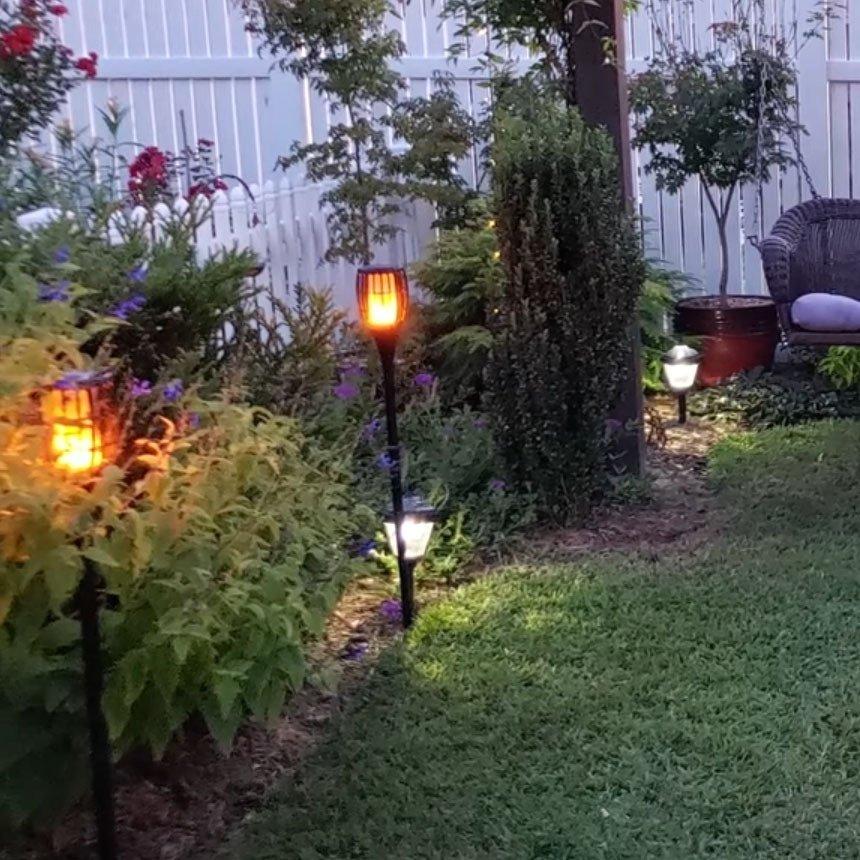 ソーラーライト 屋外 防水 2本セット 炎ライト ソーラートーチライト  