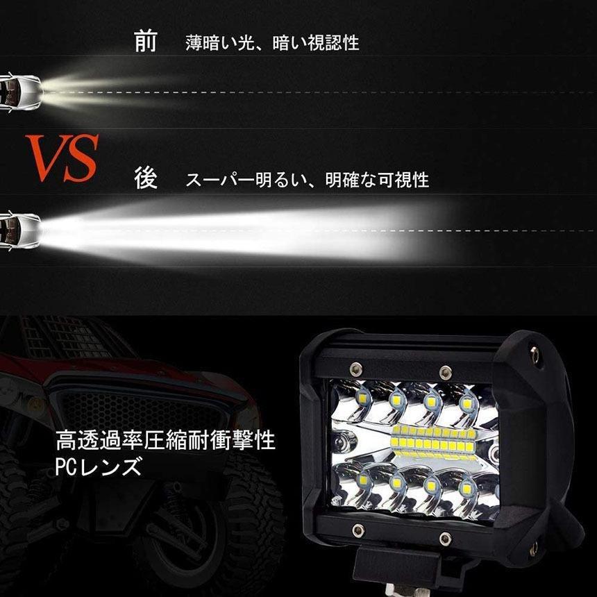 作業灯 60W  LED ワークライト 2個セット  狭角30度 フラッドライト 12V-24V対応 汎用 車外灯 4インチ 角形 6000K ホワイト 送料無料｜mirainet｜05