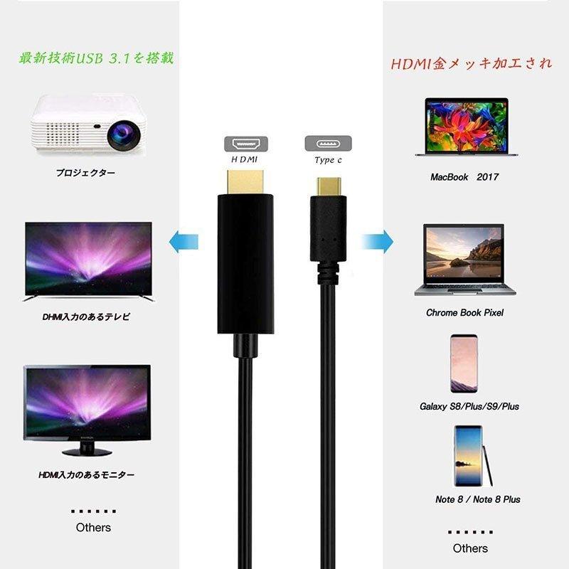 USB C to HDMI ケーブル 4K 金メッキ端子 コネクター 高速ビデオ転送 音声サポート1080P USB 3.1 Type C to HD 送料無料｜mirainet｜05