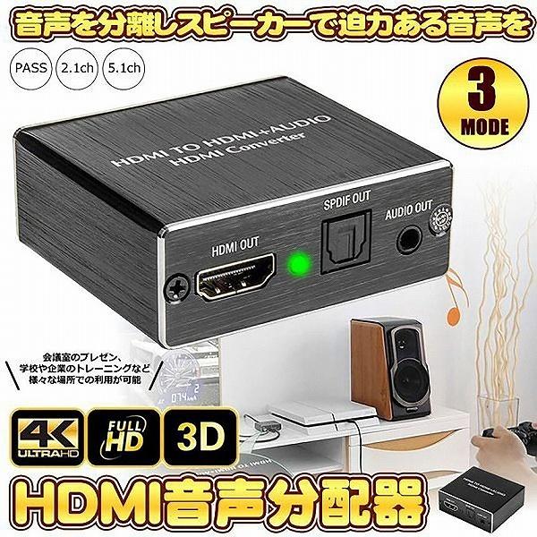 HDMI音声分離 デジタル オーディオ分離器 (HDMI→HDMI + 光デジタル