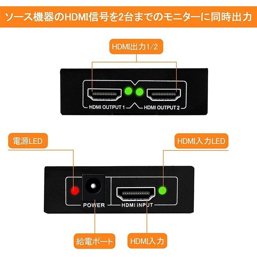 HDMI 分配器 スプリッター 1入力 2出力 2画面 同時出力 4K*2K @30Hz 3D