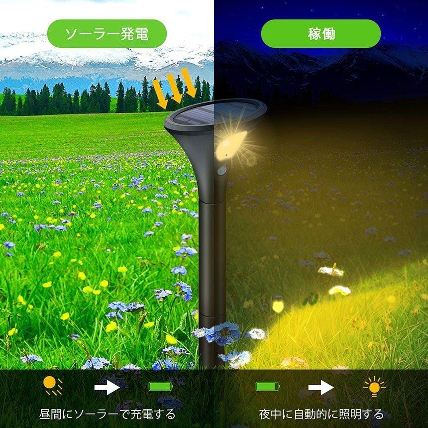 爆買 ガーデンライト 2個セット ソーラーライト 屋外 センサーライト 2