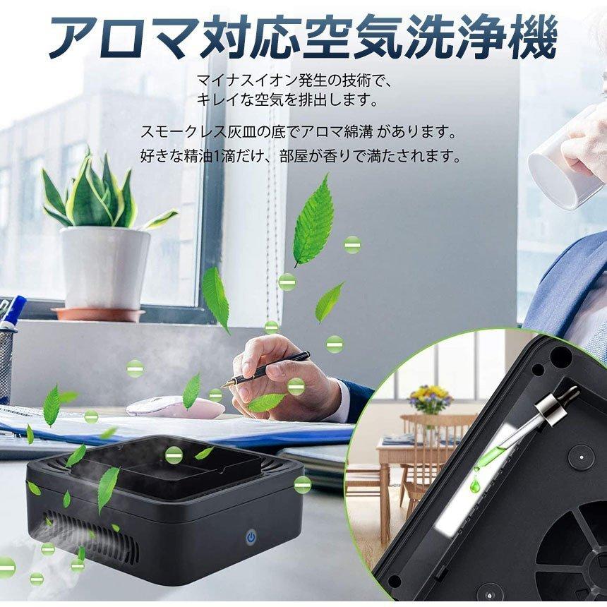 Zxyler 多機能スモークレス灰皿 空気清浄機付き脱臭殺菌 イオン発生器 + 高性能活性炭フィルター USB 充電式 電子ライター