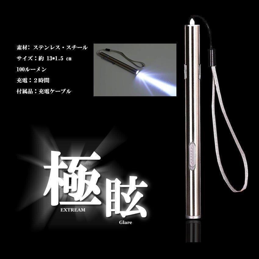 ペンライト led 懐中電灯 USB充電式 2本セット ハンディライト USB