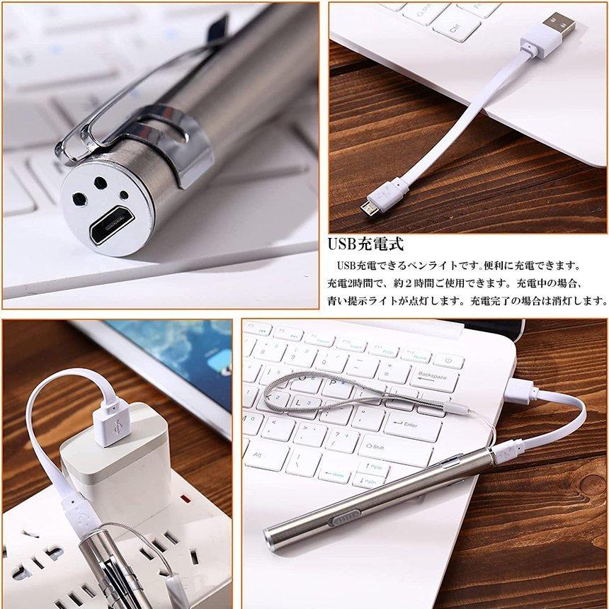 ペンライト led 懐中電灯 USB充電式 2本セット ハンディライト USB