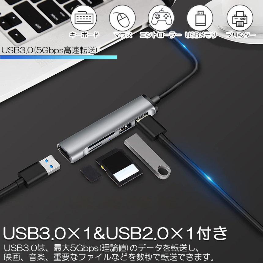 USBハブ カードリーダー USB3.0 USB C ハブ バスパワー タイプC 多機能 type-c 変換アダプタ usb-c HUB 変換アダプタ｜mirainet｜06
