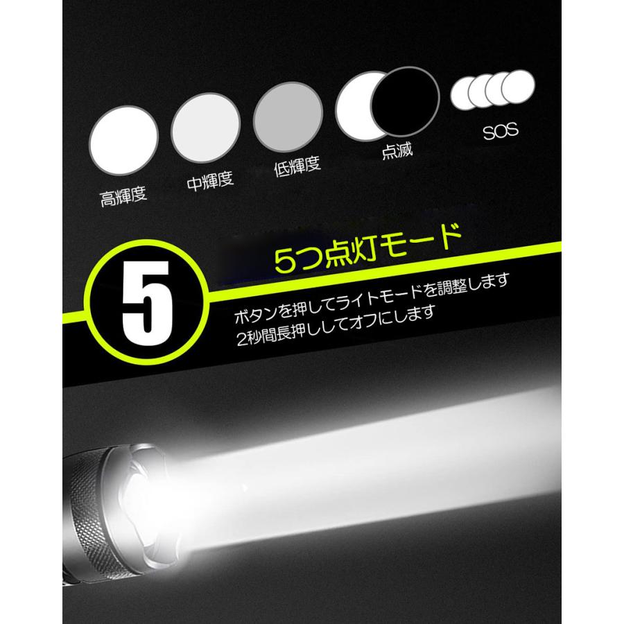 懐中電灯 ledライト XHP70 ハンディライト 5モード調光 4個セット 強力