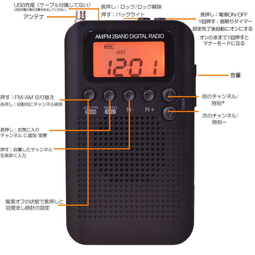 ポケットラジオ ラジオ 防災 小型 おしゃれ ポータブルラジオ 2個
