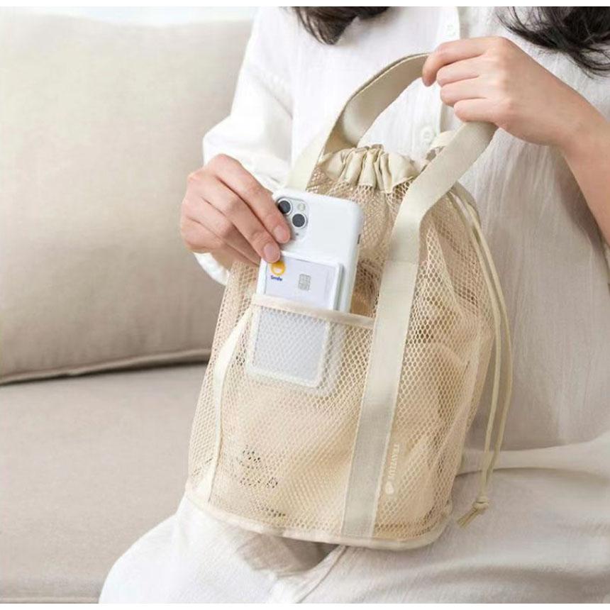 爆買 メッシュバッグ 4色選べる トートバッグ 巾着バッグ マチあり 大