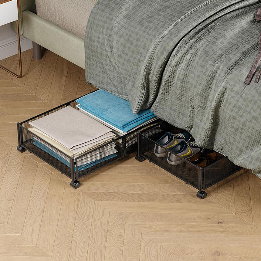 ベッド下収納ボックス キャスター付き 2個セット 2カラー ブラック