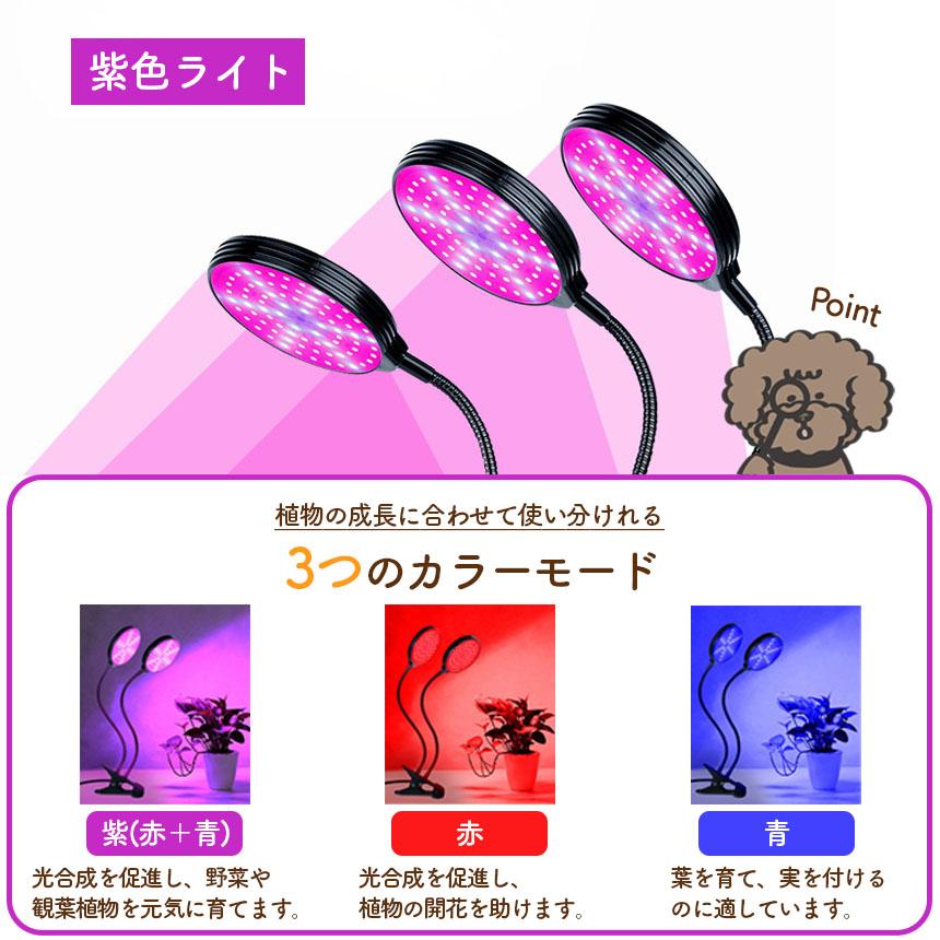 LED植物育成ライト 3頭 3灯 植物育成ライト 5段階調光 LED 植物ライト