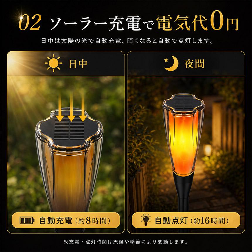 8個セット ソーラーライト 屋外 防水 IP65 ガーデンライト おしゃれ 炎