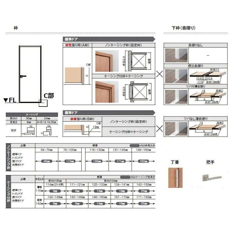 LIXIL ラシッサシリーズ ドア枠 MM色 LIXIL（リクシル） 標準ドア ラシッサS LAA ケーシング枠 05520／0620