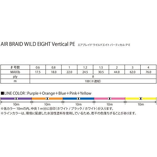 Fishing　Fighters(フィッシングファイターズ)　PEライン　1号　22lb　バーティカル　エアブレイド　200m　ワイルドエイト　PE