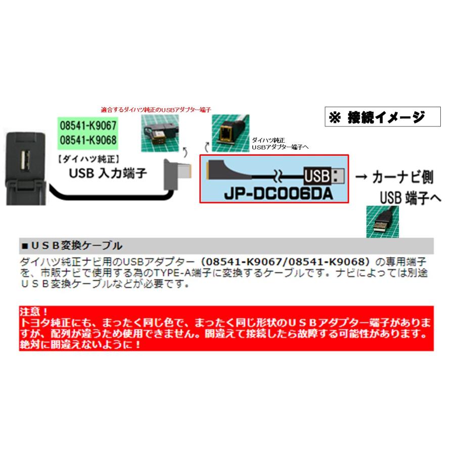 USB変換ケーブル ダイハツ純正USB端子→汎用USB端子 TYPE-A JP