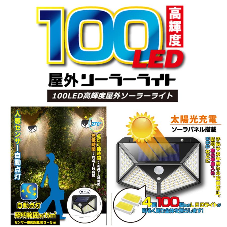 ソーラーライト センサーライト 太陽光チャージ 100led高輝度屋外ソーラーライト 動体センサー付き Led アウトドア レジャー 防災 非常用 Hcdl 100lsd Led みらい屋 通販 Yahoo ショッピング