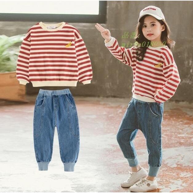 子供服 長ズボン 春秋 おしゃれ 韓国子供服 デニムパンツ 小学生 セットアップ 秋着 キッズ Tシャツ 長袖 新品 ジュニア 通学着 上下セット 可愛い 女の子 Mir9c0130 みらい屋洋装店 通販 Yahoo ショッピング
