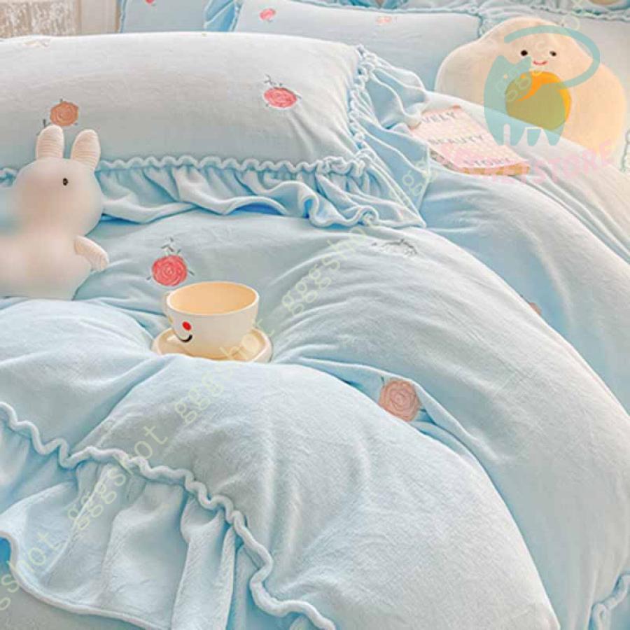 掛け布団カバー シングル あったか 毛布 布団カバー フリル 冬 フランネル ダブル ふわふわ 子供用もこもこ 保温 防寒 かわいい 敷布団カバー_18