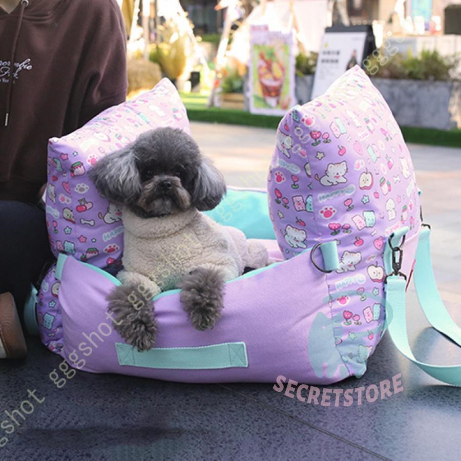 ドライブボックス 中型犬 柴犬 犬 猫用 2WAY 夏用 ペットベッド 車酔い防止 飛び出し防止リード＆フック付 ドライブベッド 座席シート 滑り止めの画像