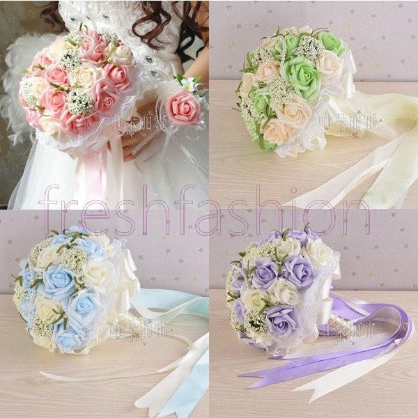 ウエディングブーケ ブートニア 花束 花飾り 結婚式 ローズ 造花 ウェディング用 アレンジメント 花嫁 披露宴 手作り キット ブライダルブーケ｜miraiyastore｜03