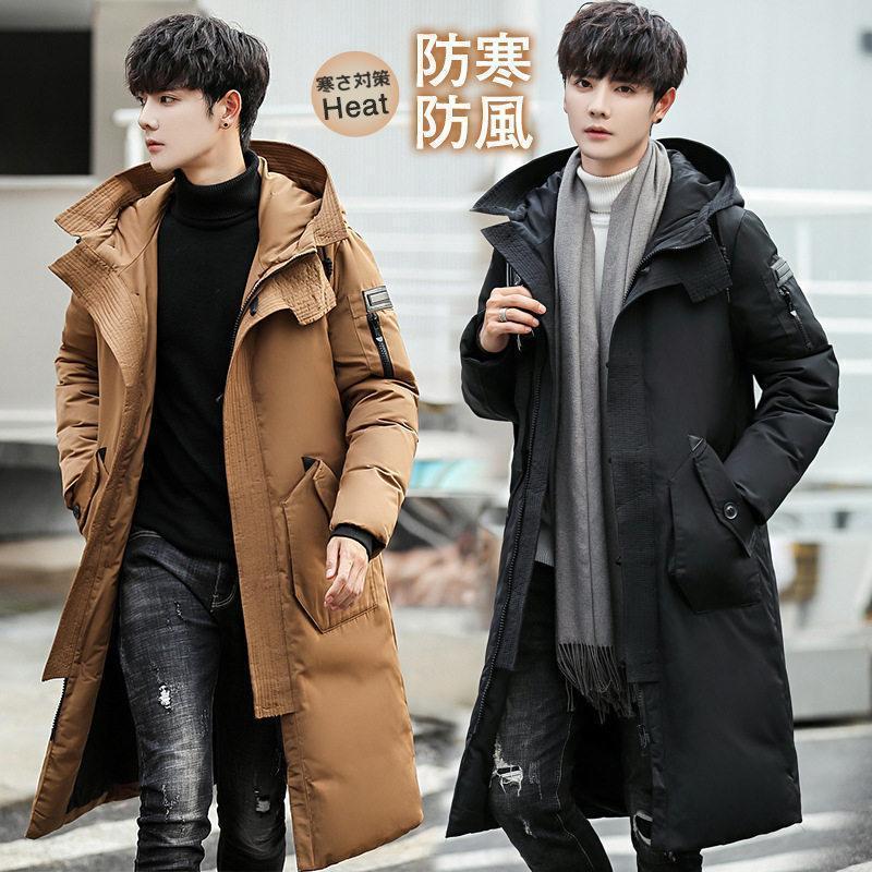 ダウンコート メンズ ロング丈 フード付き ポケット付き 秋冬 厚手 フェザー 冬アウター 防寒 防風 素地 冬服 保温 ハイネック 大きいサイズ ダウンコート メンズ ロング丈 フード付き ポケット付き 秋冬 厚手