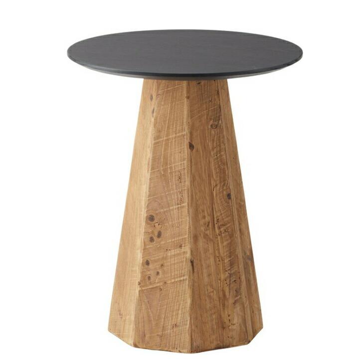 東谷 サイドテーブル 天然木 ナイトテーブル 木製 丸型 円形 古