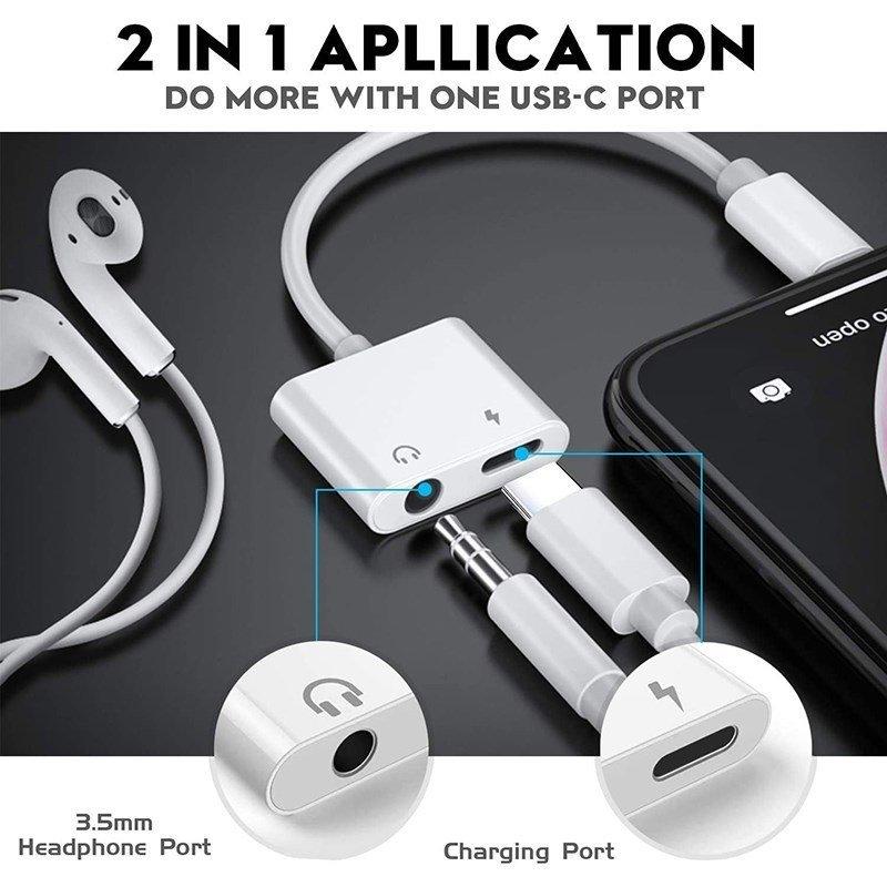 DAC内蔵型タイプ】2in1 USB Type C → 3.5mmイヤホン＋TYPE-C端子 充電