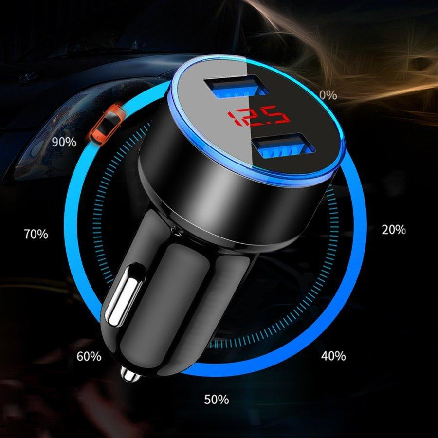 【ブラック】 USB車載充電器 デジタル電圧計 USB 2ポート 数字電圧計 シガーソケット｜mirakurusutoa