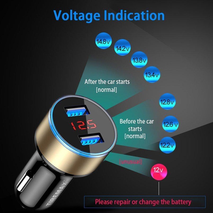 【ブラック】 USB車載充電器 デジタル電圧計 USB 2ポート 数字電圧計 シガーソケット｜mirakurusutoa｜04