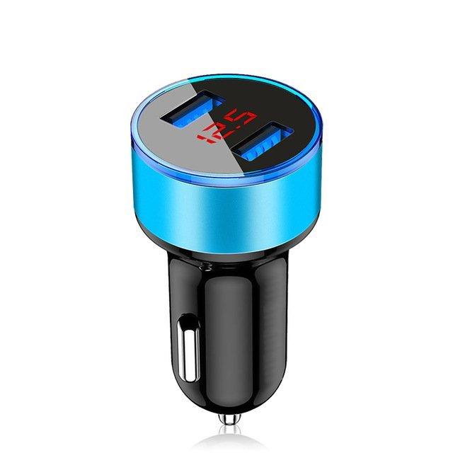 ブルー USB車載充電器 新作多数 超目玉 デジタル電圧計 USB 2ポート 数字電圧計 シガーソケット