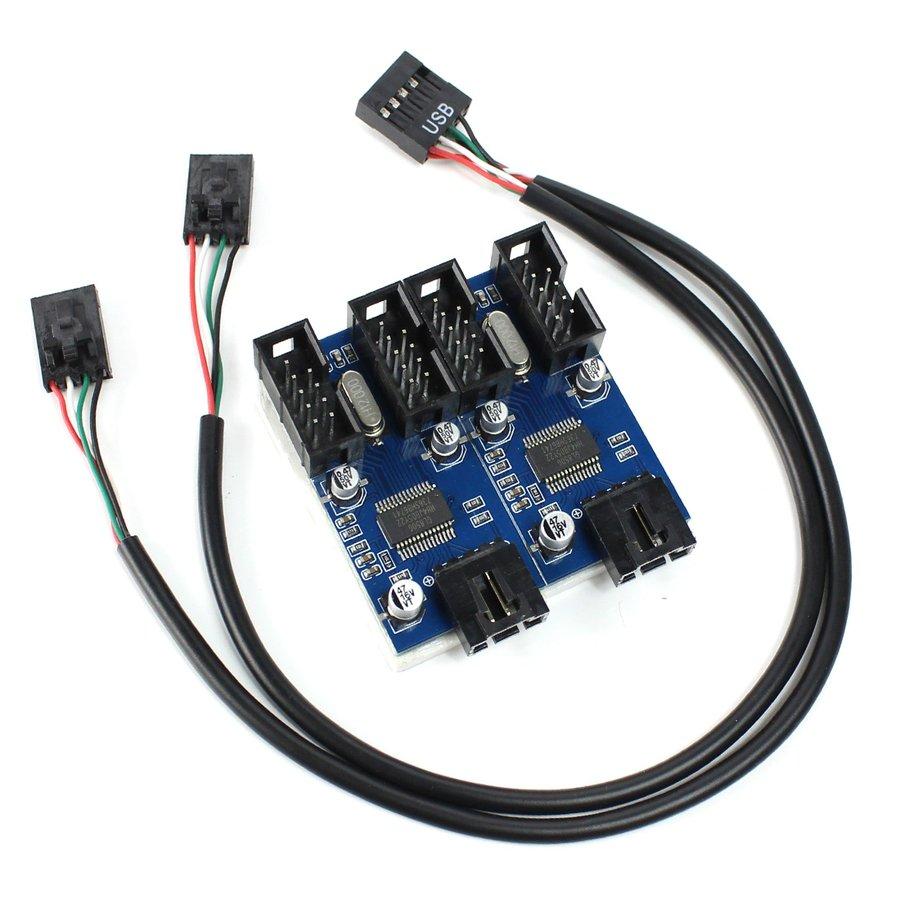 マザーボードのUSB 9ピン 増設 内部用 4ポート USB2.0 HUB 9ピンUSB