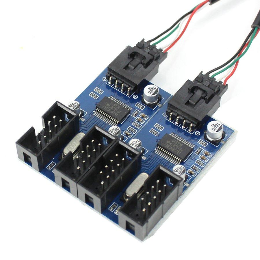 マザーボードのUSB 9ピン 増設 内部用 4ポート USB2.0 HUB 9ピンUSB