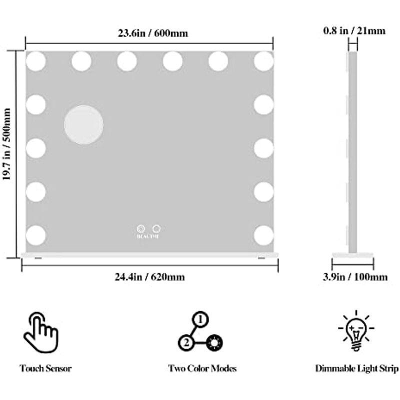 ANYHI 女優ミラー 卓上 人気 化粧鏡 卓上/壁掛け両用 14個のledライト付き 10倍拡大鏡付き 2色照明モード 明るさ調節可能 ( 女優ミラー 卓上 人気 化粧鏡 卓上/壁掛け両用 14個のledライト付き 10倍拡大鏡付き 2色照明モード 明るさ調節可能 ANYHI