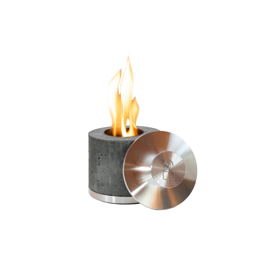 FLIKR Fire Personal Concrete Fireplace Tabletop Smokeless Fire Pit with Fire Pit Snuffer Lid