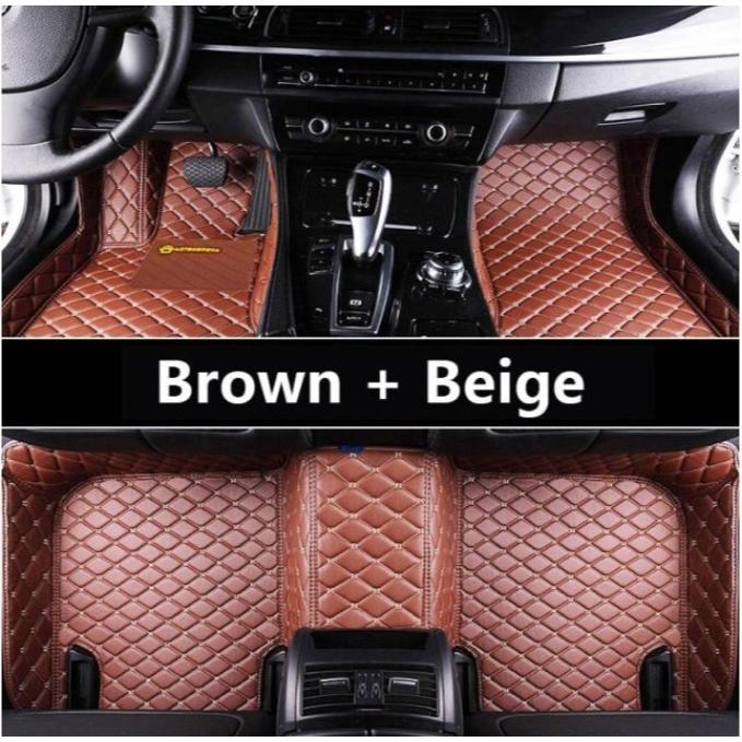 レザーカーカーペット3Dカスタムカーフロアマット ホンダアコード他 BROWN-BEIGE