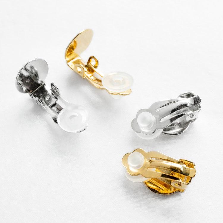 全2色】ブラス製24Kメッキ クリップ式イヤリング 10×15mm (1ペア入 