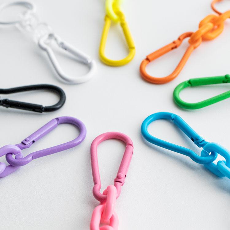 全8色】カラフルチェーン付きカラビナ 目印ホルダー ネームホルダー