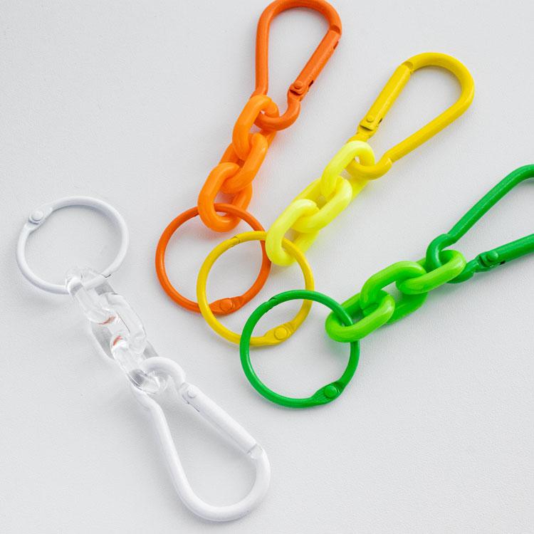 全8色】カラフルチェーン付きカラビナ 目印ホルダー ネームホルダー