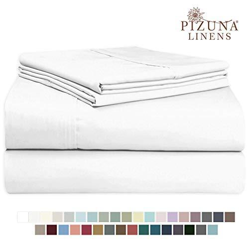 海外で大人気の輸入雑貨をいち早く安全にお届けPizuna Linens 400スレッドカウントシーツセット 100%長繊維綿シーツ 綿サテン織ベッドシーツ スタイリッシュな4インチのヘム 最大1