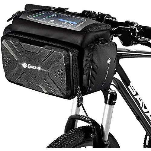 新作商品 Epessa 自転車ハンドルバーバッグ バイクバスケット 耐久性のあるクイックインストール&リリースダブルクランプブラケット付き 4L 容量、ハードハ その他体育器具