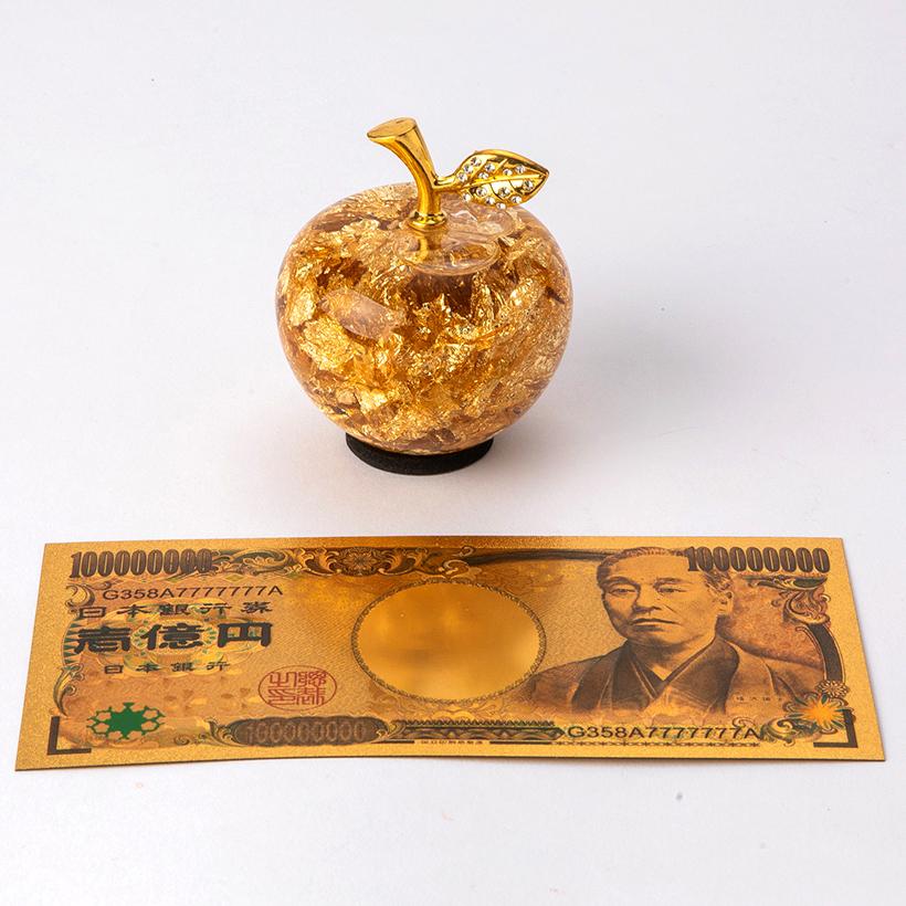 ミニ 金 リンゴ 置物 2点セット ゴールドレプリカ付き 黄金の ミニ 金 リンゴ 置物 2点セット ゴールドレプリカ付き 黄金の