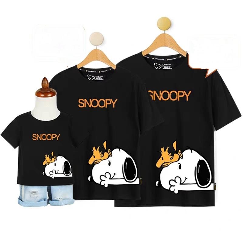 SNOOPY スヌーピー 半袖Tシャツ  親子T-shirt 通気性 肌着 柔らかい 100%綿 丸首  トップス  カップル /メンズ/レディース/親子ペア 男の子/女の子/親子服お揃い｜mireiku｜04