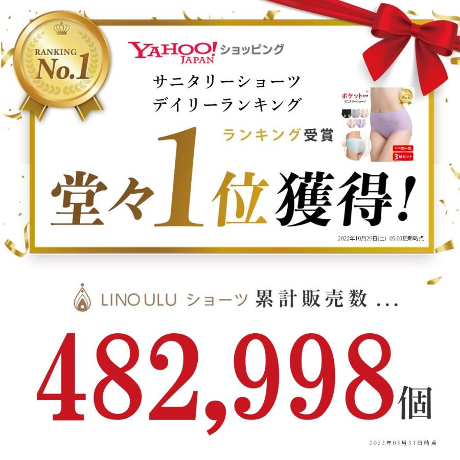 Lino Ulu [3枚セット]サニタリーショーツ ポケット付き ハイ