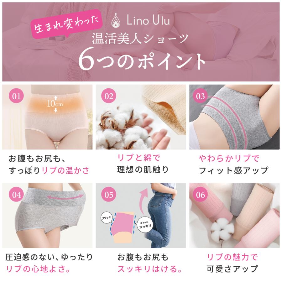 Lino Ulu [3枚セット]綿 コットン リブ ハイウエスト ショーツ